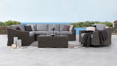Canyon Outdoor Wicker L Shaped Lounge With Rocker