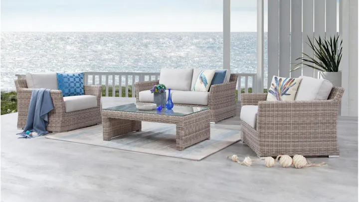 Savannah Outdoor Wicker Sofa Suite 2 + 1 + 1 + Coffee Table