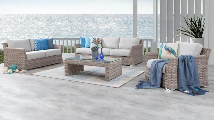 Savannah Outdoor Wicker Sofa Suite 3 + 2 + 1 + Coffee Table