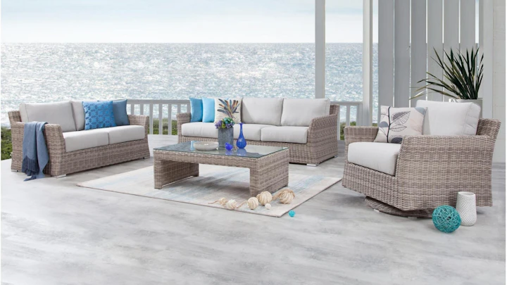 Savannah Outdoor Wicker Sofa Suite 3 + 2 + Rocker + Coffee Table