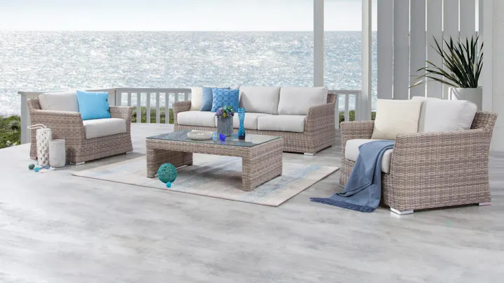 Savannah Outdoor Wicker Sofa Suite 3 + 1 + 1 + Coffee Table