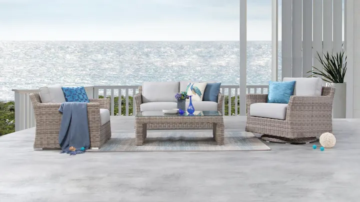 Savannah Outdoor Wicker Sofa Suite 2 + 1 + Rocker + Coffee Table
