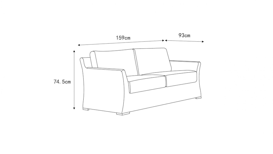 Savannah Outdoor  Wicker Two Seater Sofa Diagram