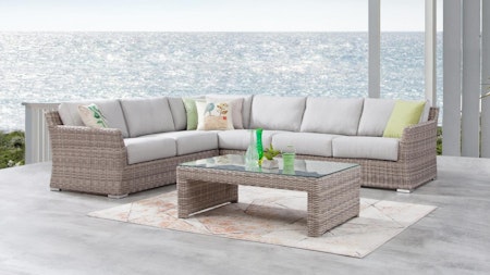 Savannah Outdoor Wicker L Shaped Lounge