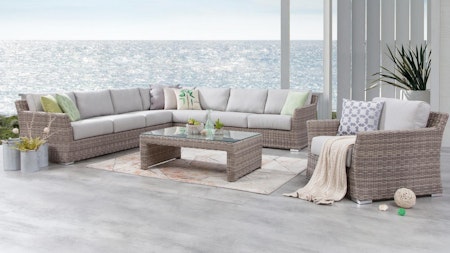 Savannah Outdoor Wicker Large Corner Lounge With Armchair