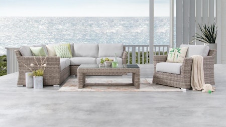 Savannah Outdoor Wicker Corner Lounge With Armchair
