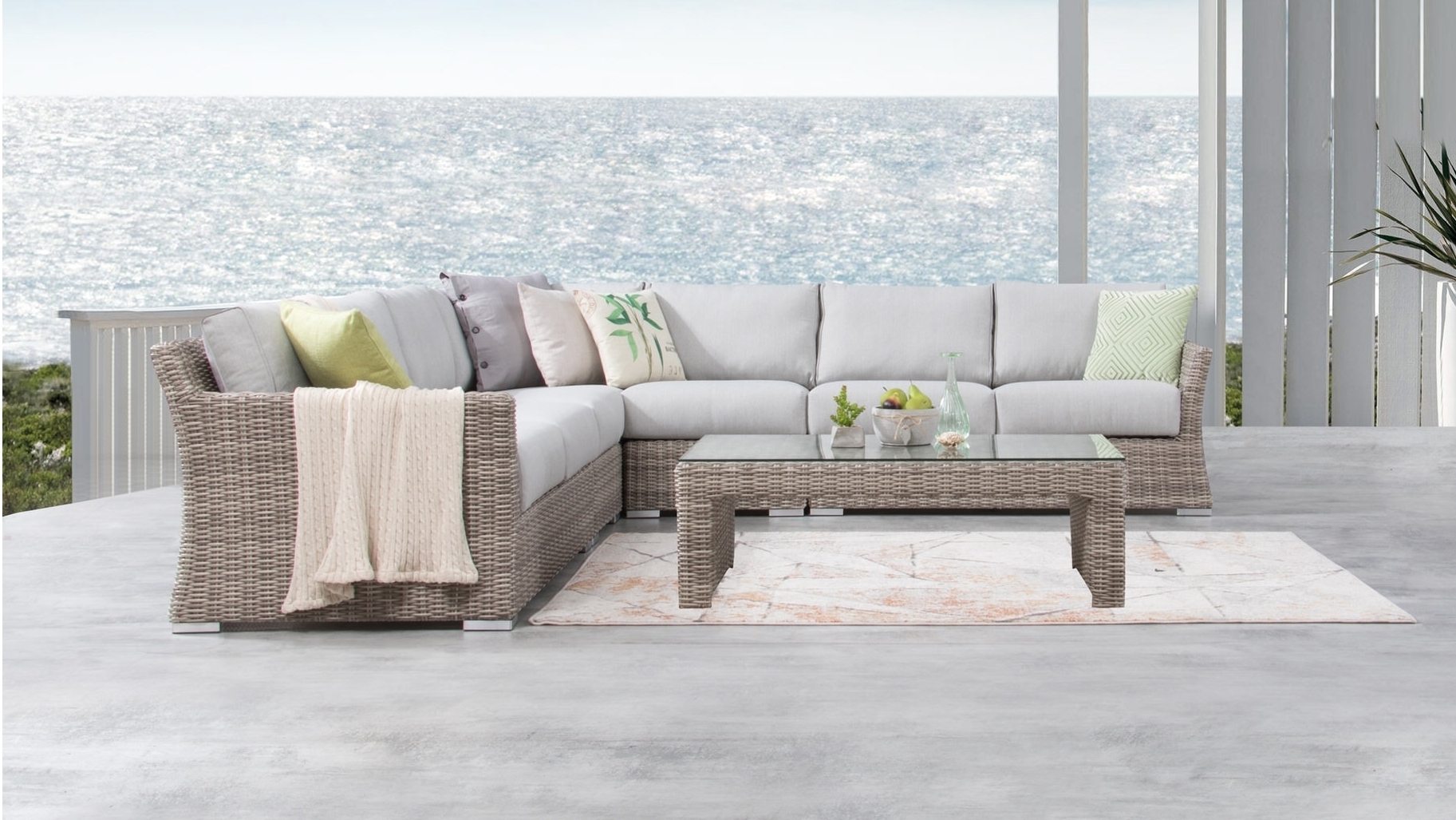 Savannah Outdoor Wicker Large Corner Lounge 7 Thumbnail