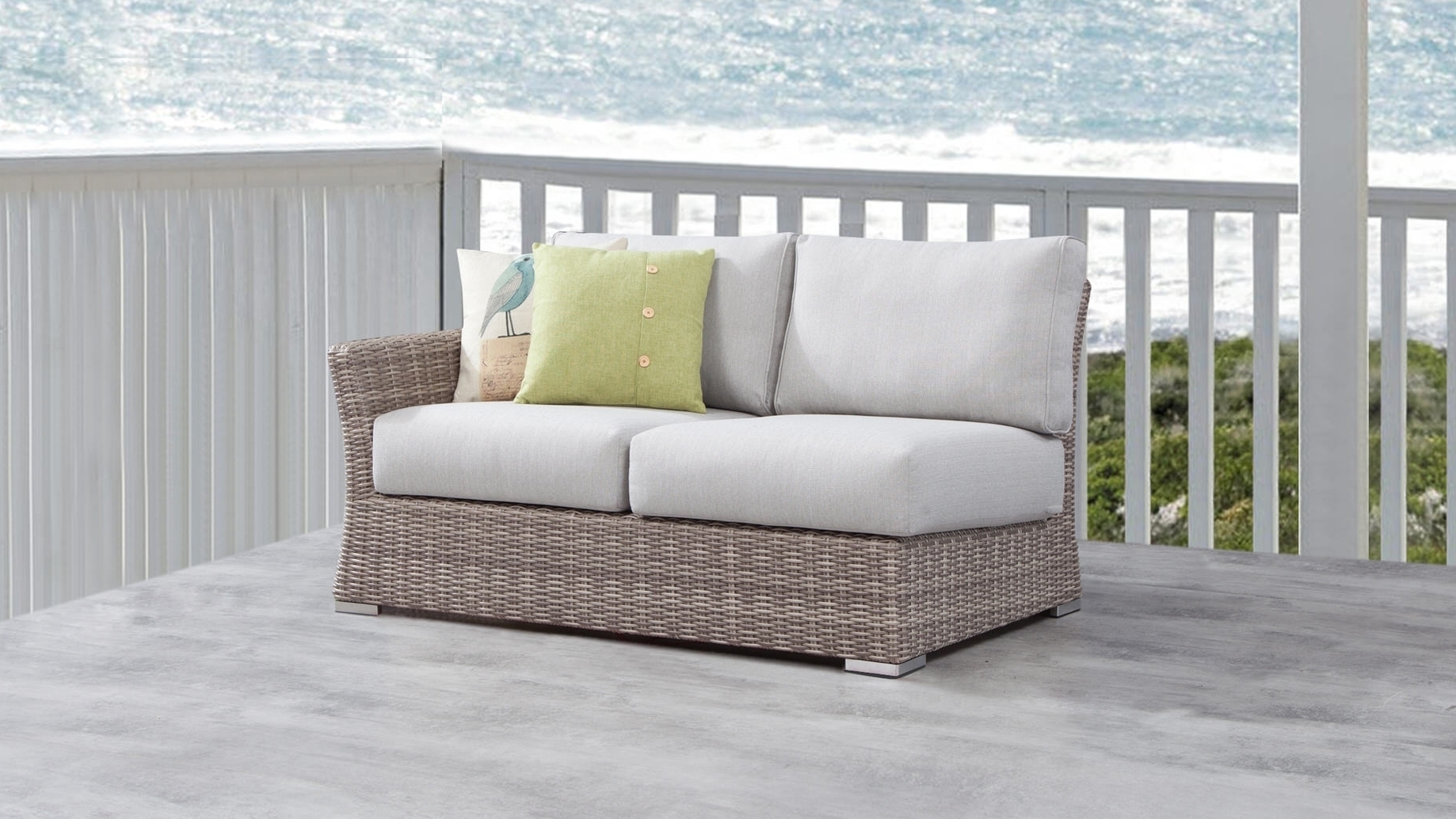 Savannah Outdoor Wicker Two Seat One Arm Module 5 Thumbnail