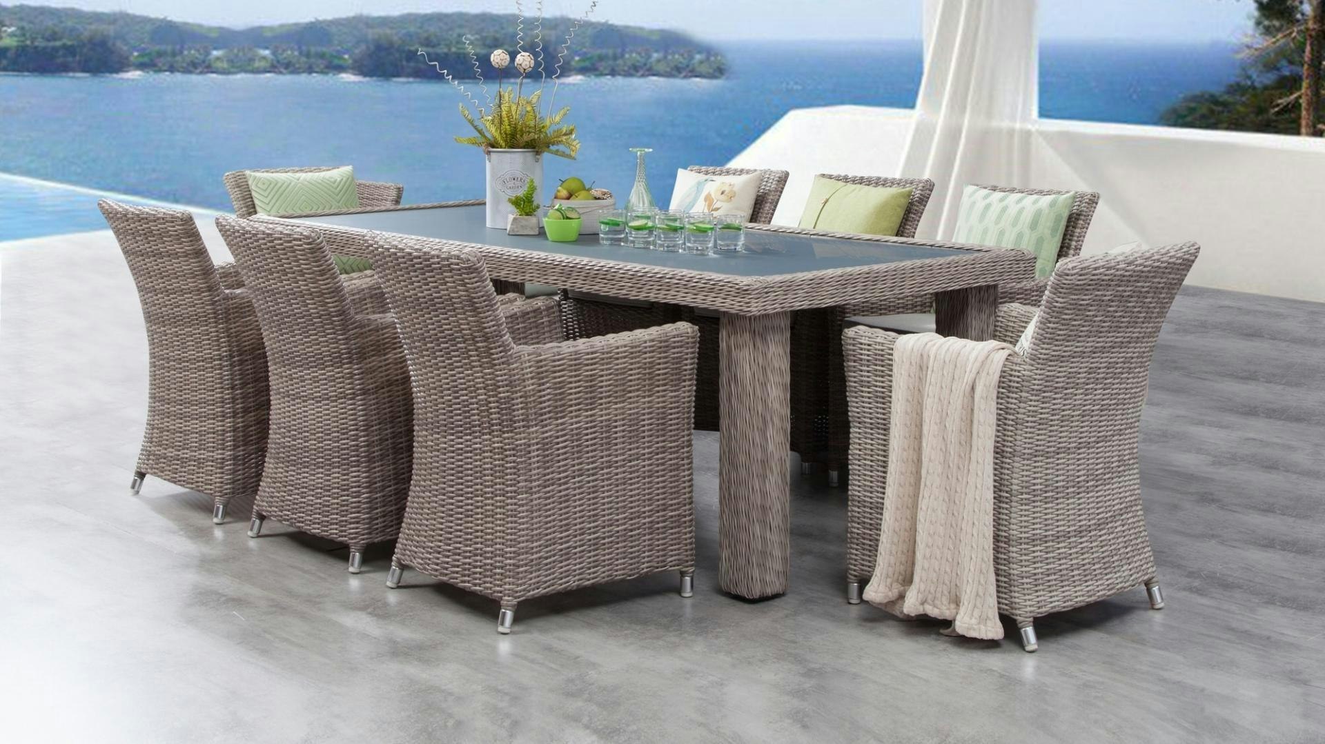 Savannah 9-piece Outdoor Wicker Dining Set - Lavita Furniture