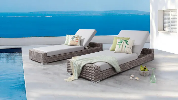 Savannah Outdoor Wicker Sun Lounge - Set Of Two