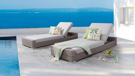 Savannah Outdoor Wicker Sun Lounge - Set Of Two
