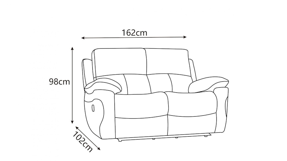 Balmoral Leather Recliner Two Seater Sofa Diagram