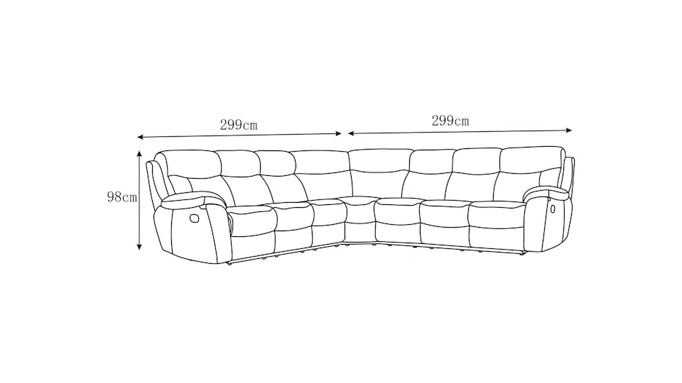Balmoral Leather Recliner Corner Lounge Option C Diagram