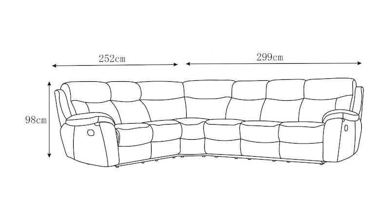 Balmoral Fabric Recliner Corner Lounge Option B Diagram