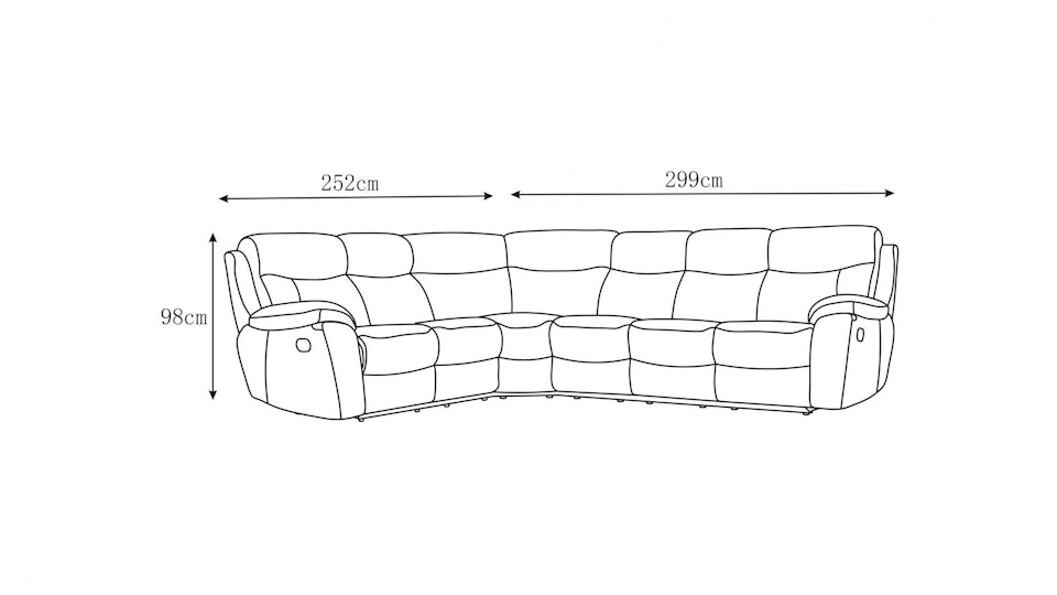 Balmoral Leather Recliner Corner Lounge Option B Diagram