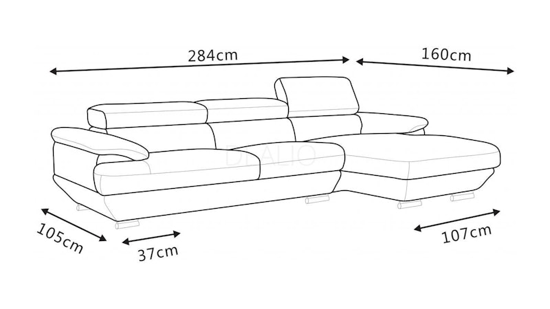 Lexington Fabric Chaise Lounge Option A Diagram