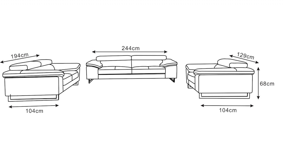Boston Fabric Sofa Suite 3 + 2 + 1 Diagram