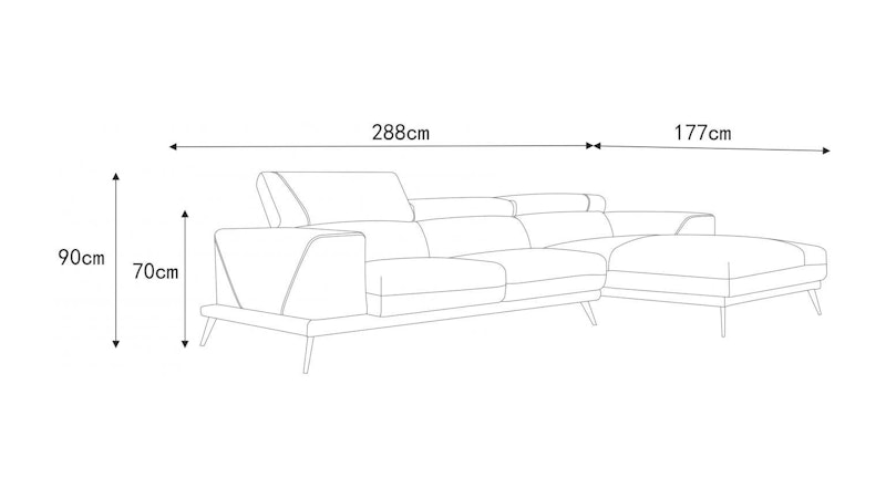 Laurence Leather Chaise Lounge Option A Diagram