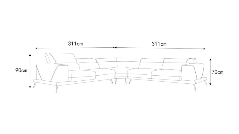 Laurence Leather Corner Lounge Option A Diagram
