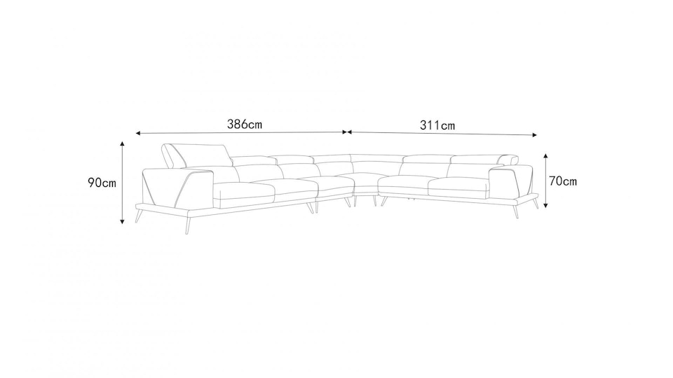Laurence Leather Corner Lounge Option B Diagram