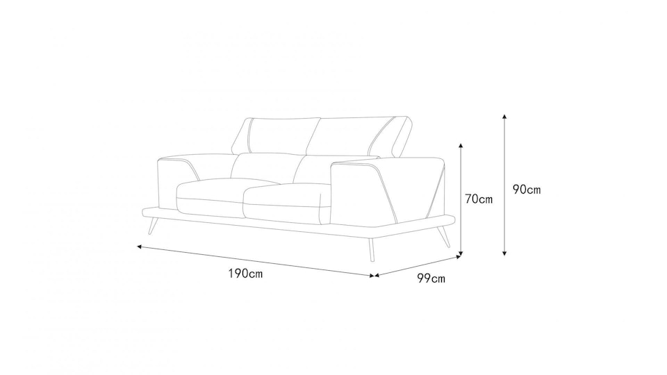 Laurence Leather Two Seat Sofa Diagram