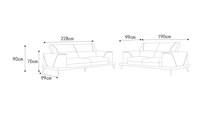Laurence Leather Sofa Suite 3 + 2 Diagram