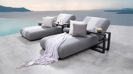 Joy Outdoor Fabric Sun Lounge Set With Side Tables