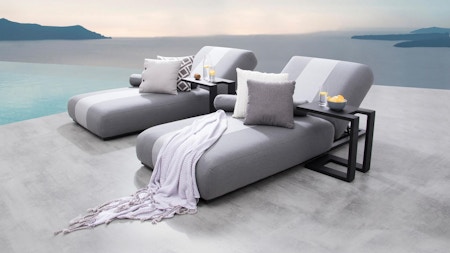 Joy Outdoor Fabric Sun Lounge Set With Side Tables