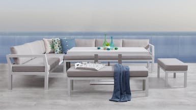 Bondi White Outdoor Aluminium Lounge & Dining Combo