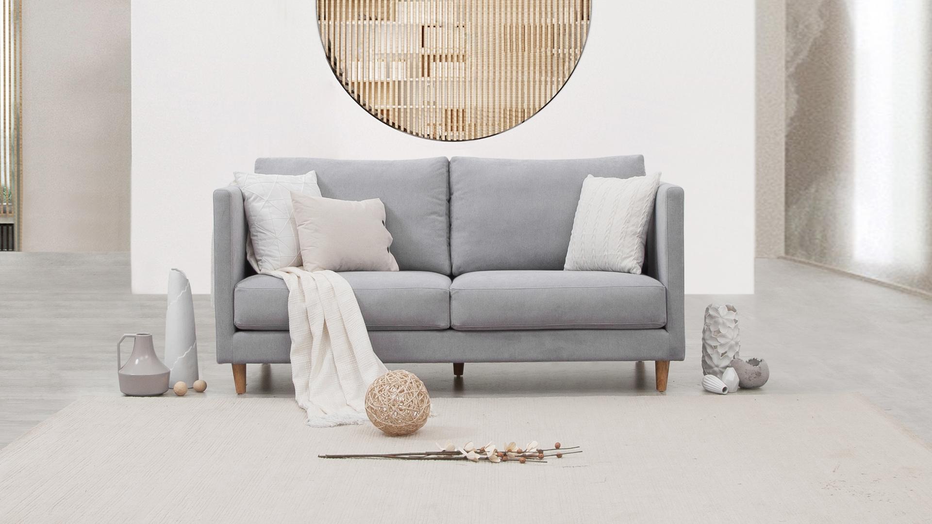 HALLEY Fabric 2.5 Seat Sofa (Fabric- Gravity Denim ,leg-pipe Leg  Black ,fill- Foam ,firmness- Soft - SKU1663938) 2