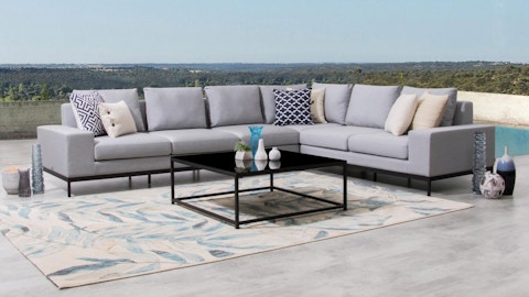 June Outdoor Fabric L Shaped Lounge With Coffee Table 8 Thumbnail
