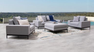 June Outdoor Fabric Sofa Suite 2 + 1 + 1 With Ottoman