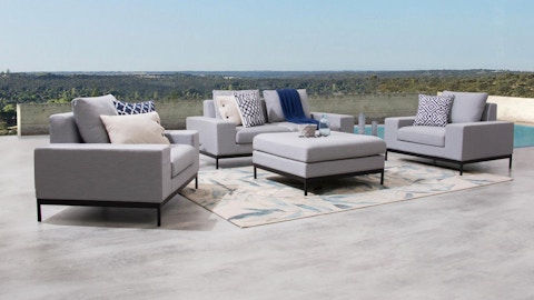 June Outdoor Fabric Sofa Suite 2 + 1 + 1 With Ottoman 8 Thumbnail