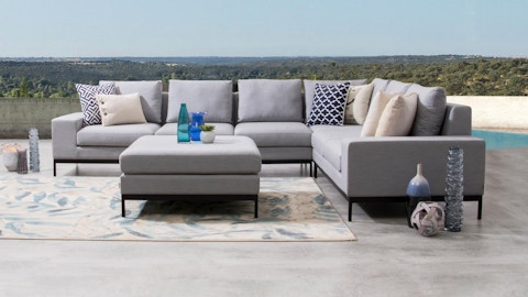 June Outdoor Fabric L Shaped Lounge With Ottoman 2