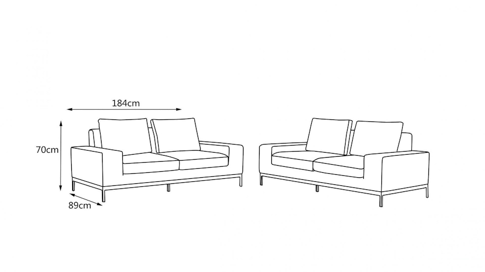 June Outdoor Fabric Sofa Suite 2 + 2 Diagram