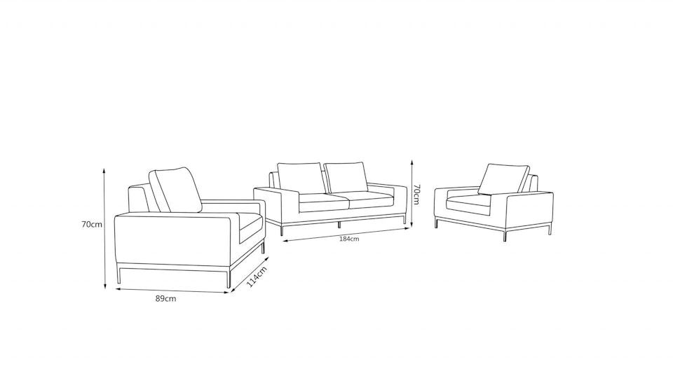 June Outdoor Sofa Suite 2+1+1 Diagram