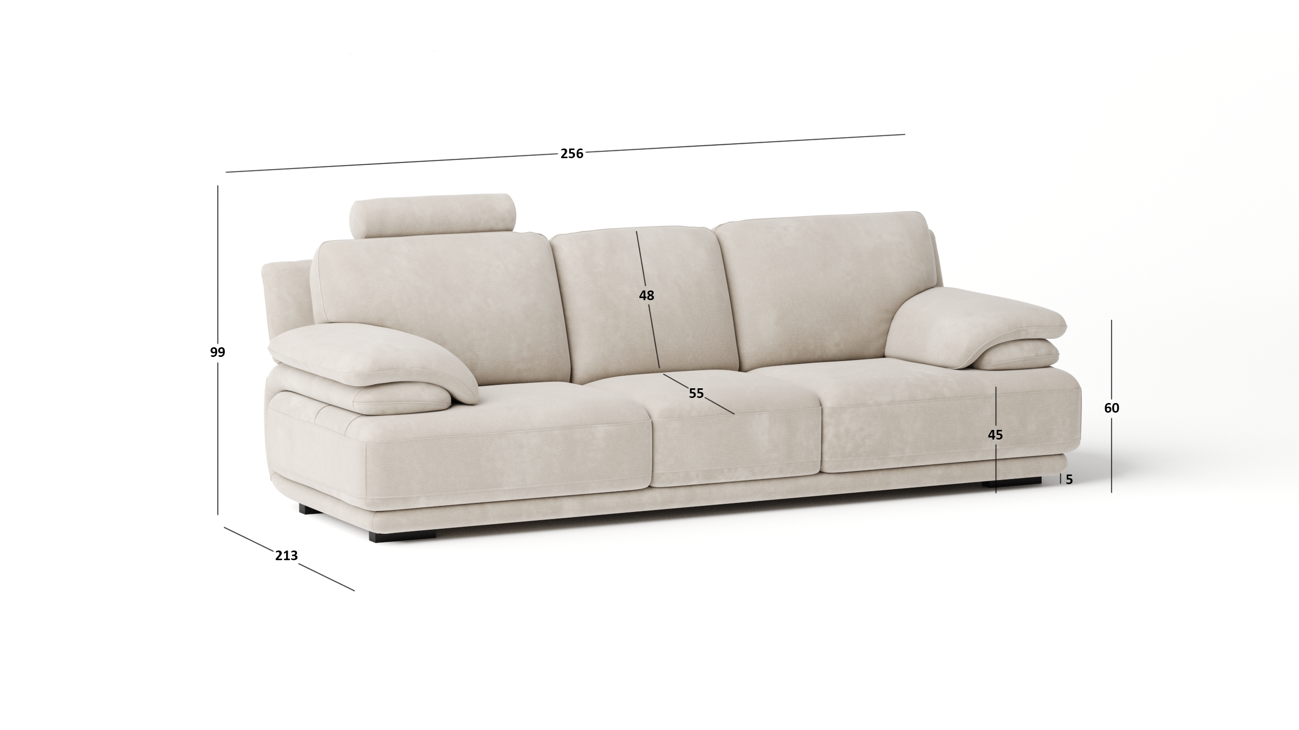 Juliet Fabric Three Seat Sofa 5 Thumbnail