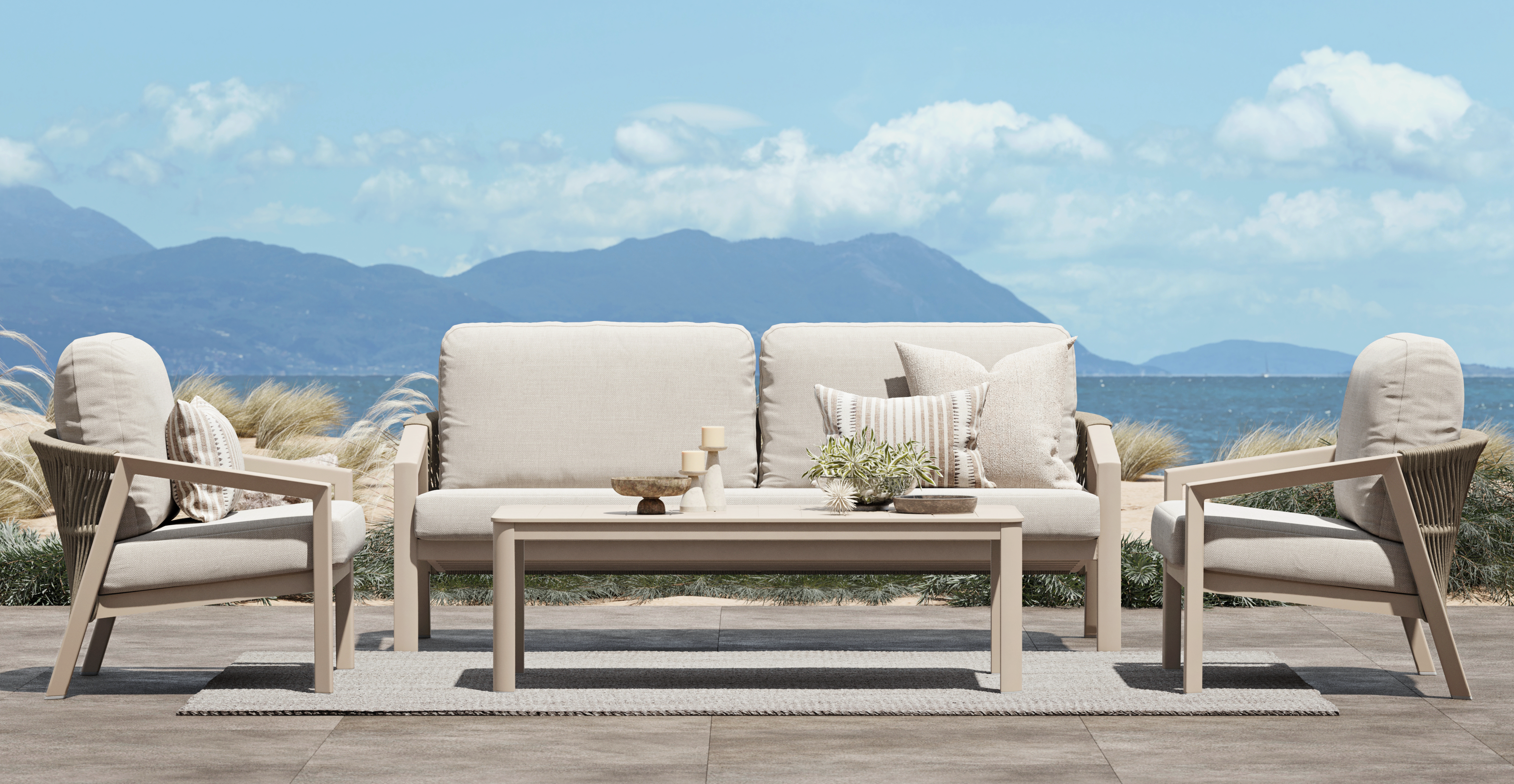 Kiama Mocha Outdoor Rope Lounge Set 2+1+1 With Coffee Table 8 Thumbnail