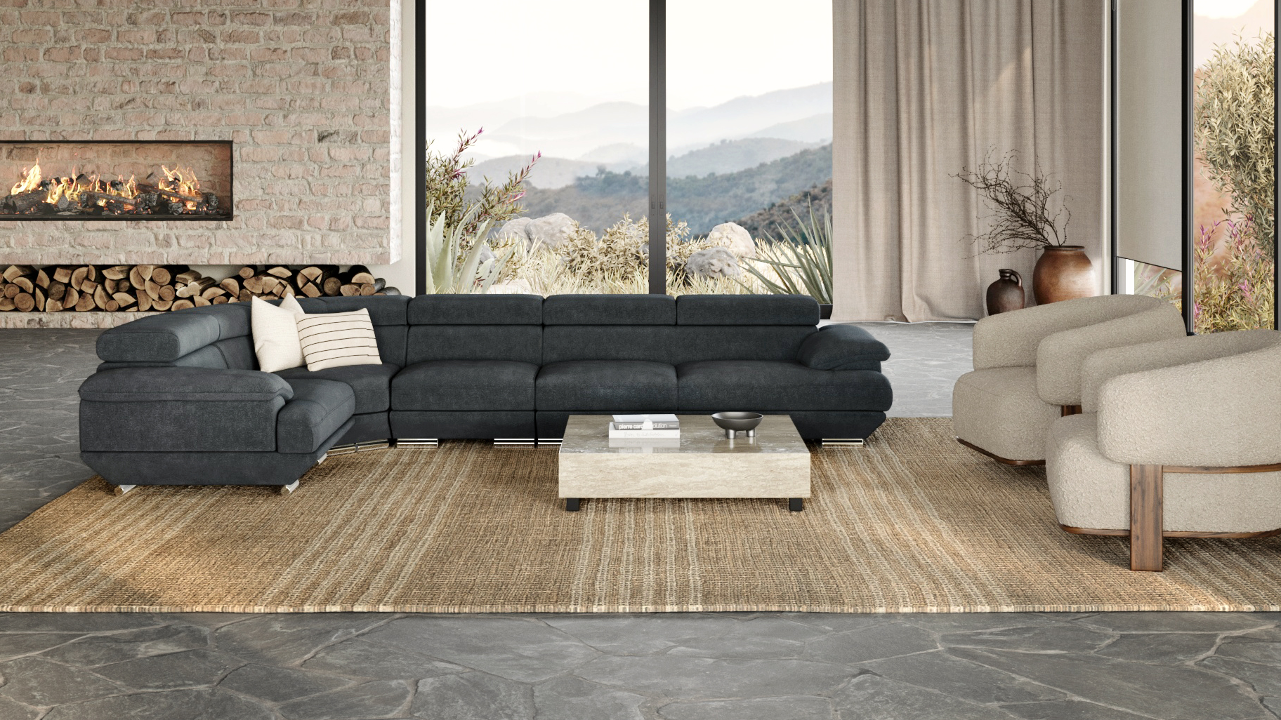 Lexington Fabric Corner Lounge Option F