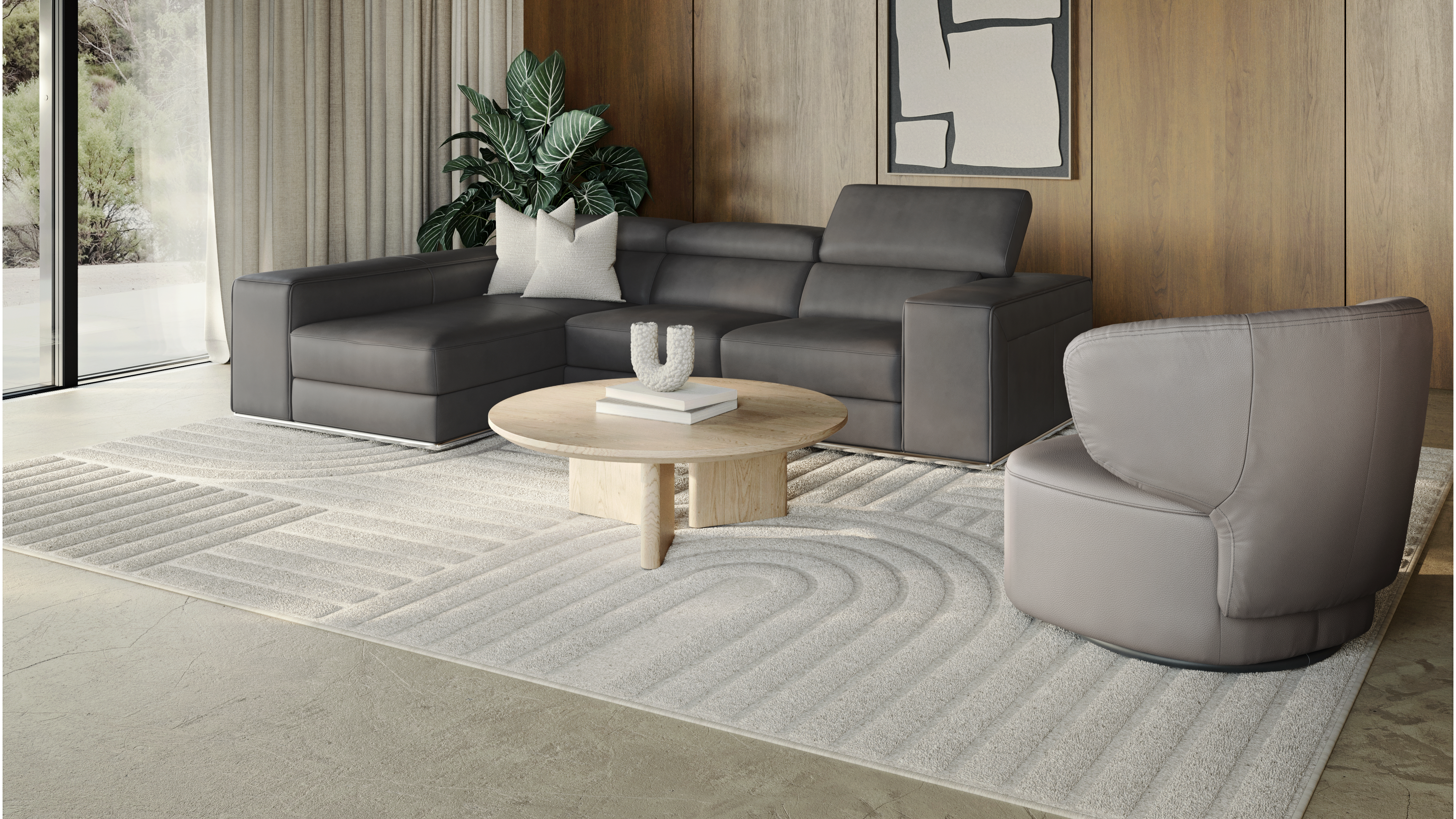 Lorenzo Leather Chaise Lounge Option A