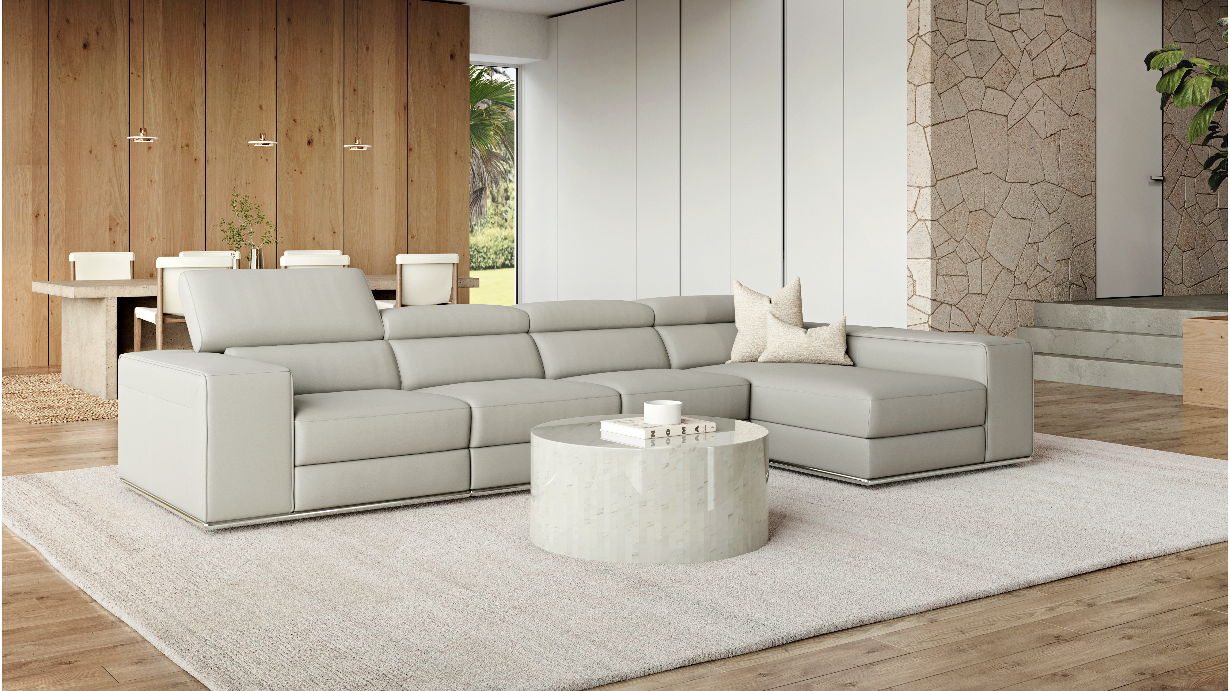 Lorenzo Leather Chaise Lounge Option B