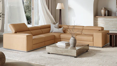 Lorenzo Leather Corner Lounge Option A