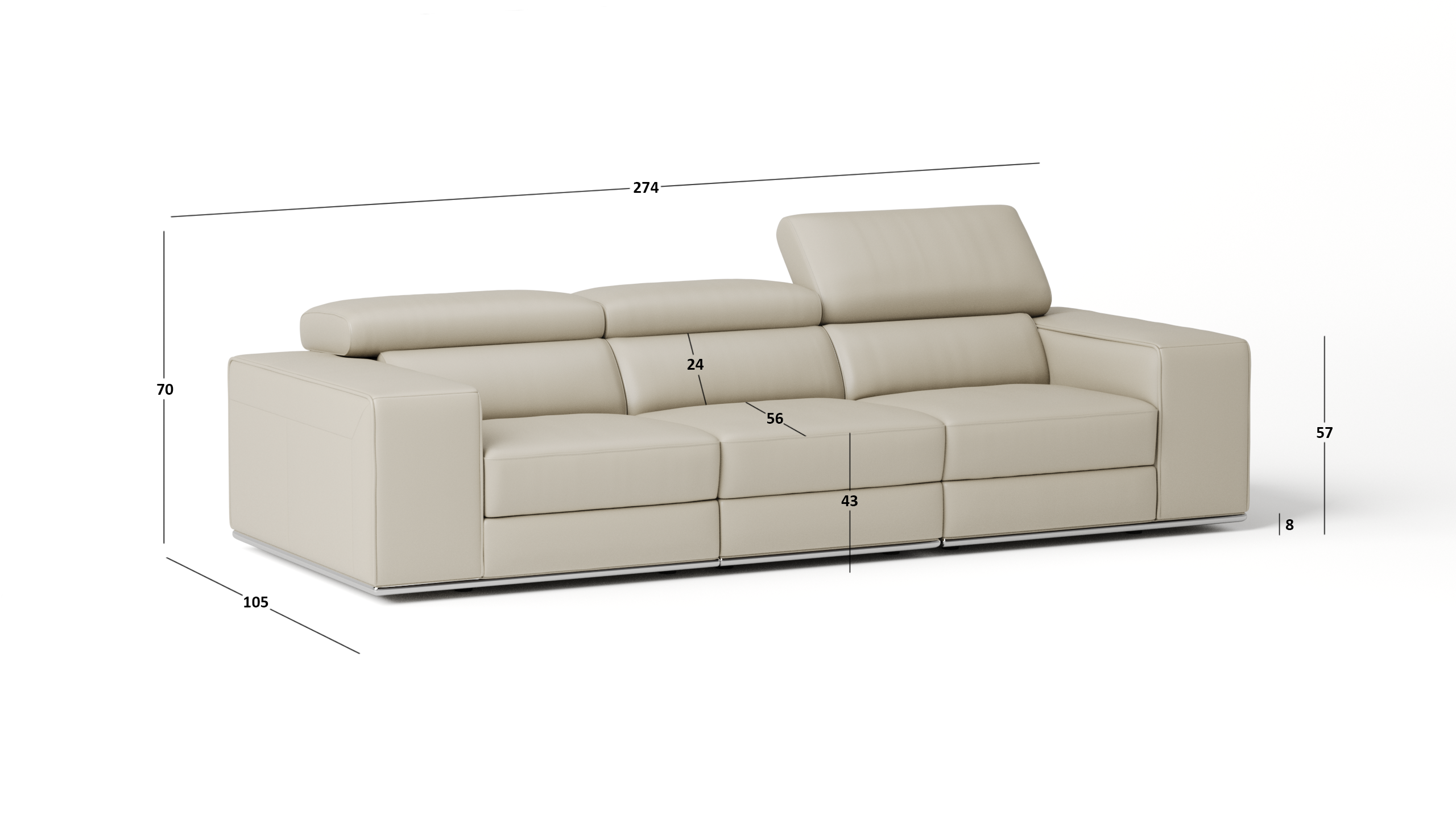 Lorenzo Leather Three Seat Sofa 5 Thumbnail