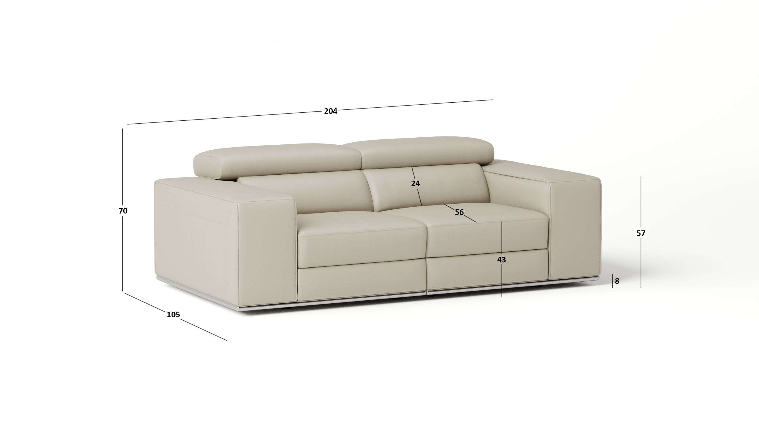 Lorenzo Leather Two Seat Sofa 5 Thumbnail