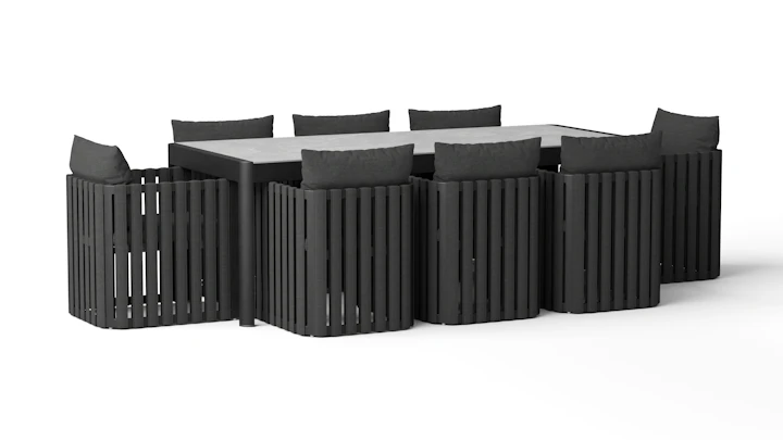 Manly Black 9-piece Outdoor Ceramic Dining Set With Manly Cove Chairs