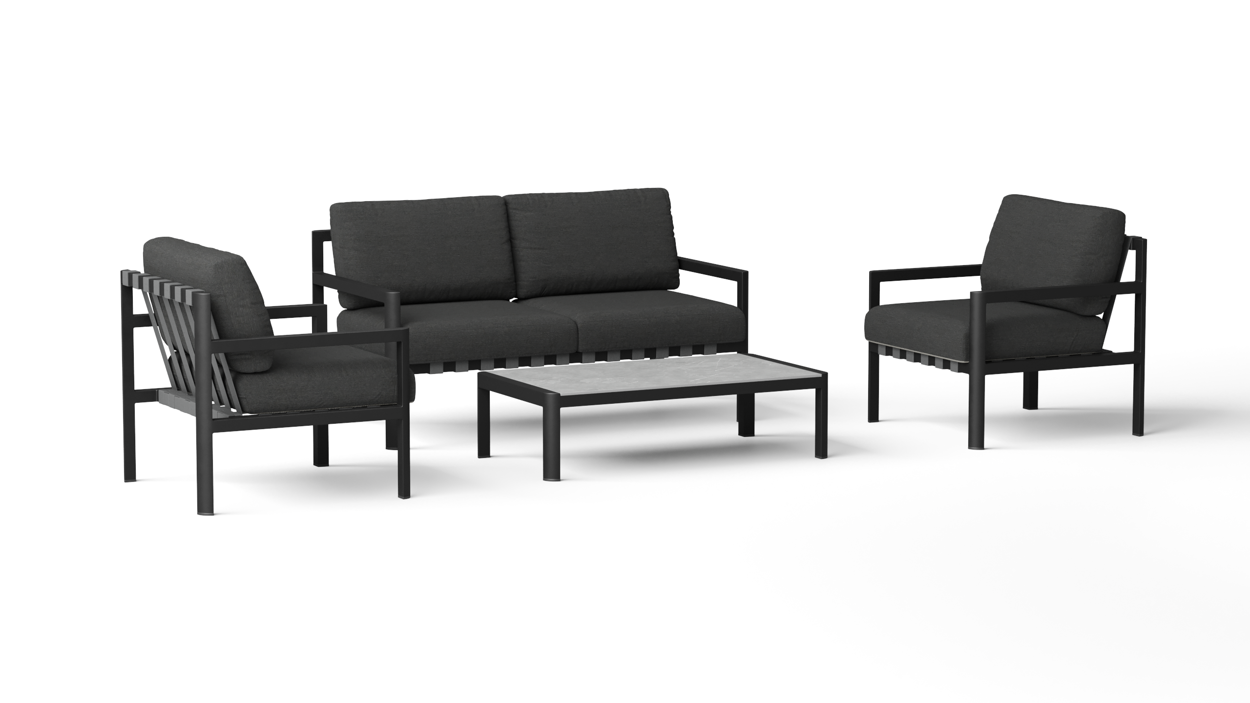 Manly Black Outdoor Sofa Suite 2 + 1 + 1 With Coffee Table 8 Thumbnail