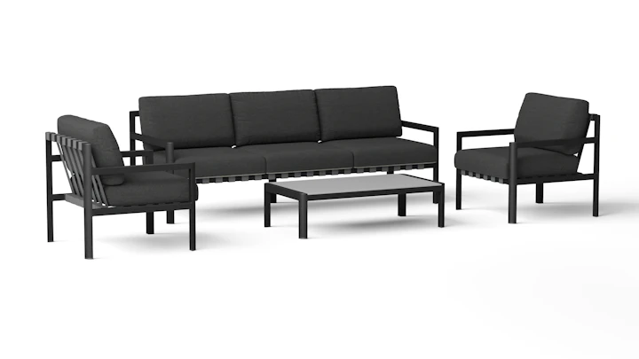 Manly Black Outdoor Sofa Suite 3 + 1 + 1 With Coffee Table