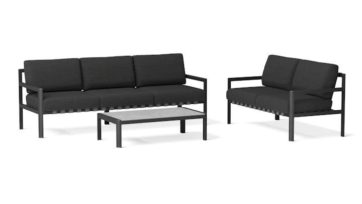 Manly Black Outdoor Sofa Suite 3 + 2 With Coffee Table