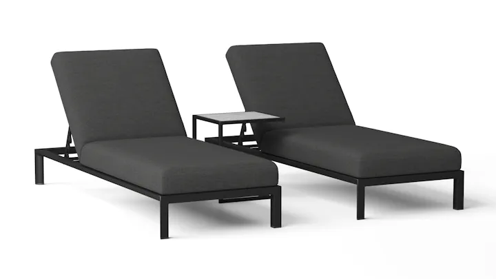 Manly Black Sunlounge Set With Side Table