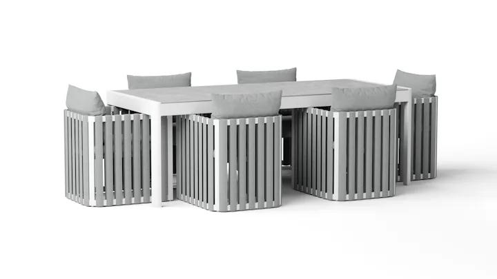 Manly White 7-piece Outdoor Ceramic Dining Set With Manly Cove Chairs